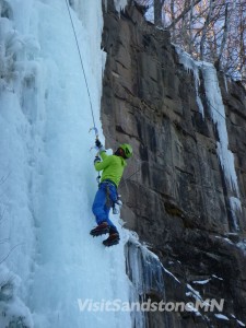 ice climber in sandstone mn